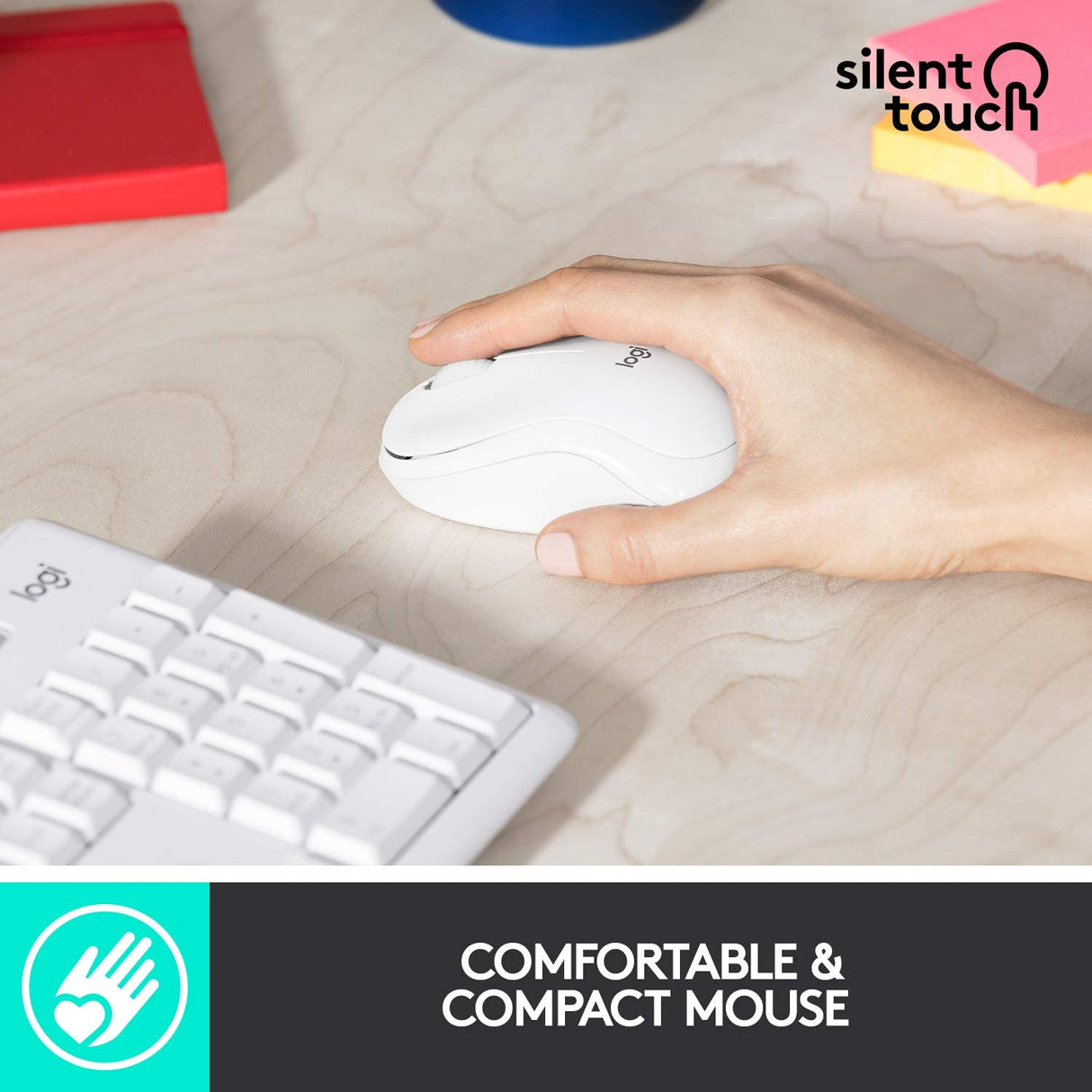 Logitech MK295 Wireless Mouse &amp; Keyboard Combo with SilentTouch Technology, Full Numpad, Advanced Optical Tracking, Lag-Free Wireless, 90% Less Noise - Off White
