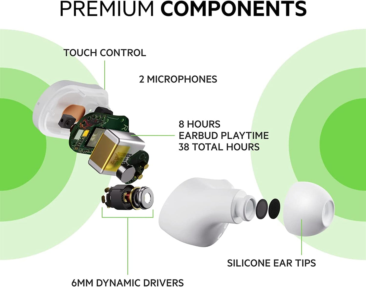 Belkin Wireless Earbuds, SoundForm Play True Wireless Earphones with USB C Quick Charge, IPX5 Sweat and Water Resistant, 38 Hour Play Time for iPhone, Galaxy, Pixel and More - White Cloud