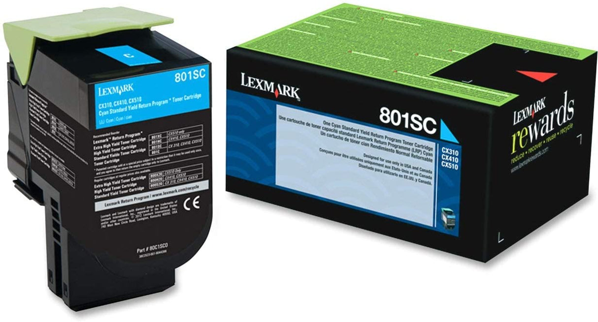 Lexmark (801sc Cyan Return Program Toner Cartridge (2,000 Yield)