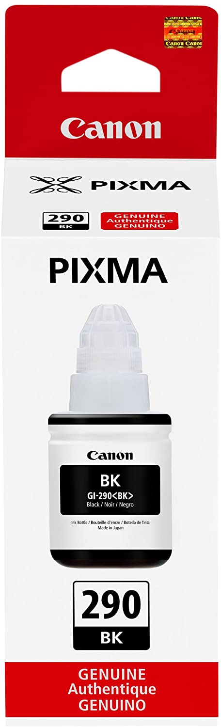 Genuine Canon GI-290 Black Ink Bottle for PIXMA MegaTank, Black Pigment Black
