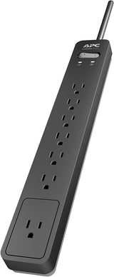 APC Surge Protector Power Strip, PE76, 1440 Joule, Flat Plug, 7 Outlet Strip Black