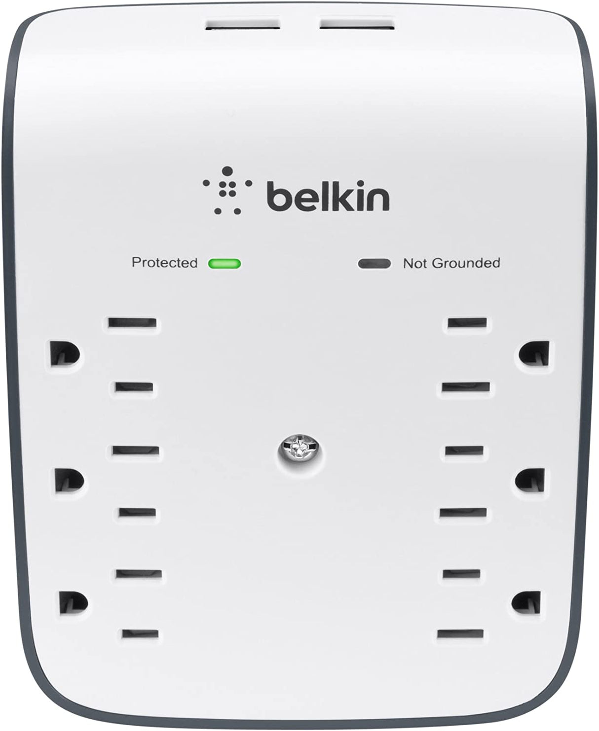 Belkin 6-Outlet USB Surge Protector, Wall Mount - Ideal for Mobile Devices, Personal Electronics, Small Appliances and More (900 Joules) Wall Mount 6-Outlet with USB Power Strip