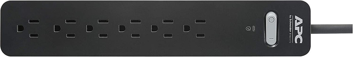APC Surge Protector with Extension Cord 10 Ft, PE610, 6-Outlets, 1080 Joule, Long Power Strip Black 10' Cord
