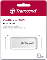 Transcend USB 3.1 Gen1 SDHC / SDXC / microSDHC / SDXC Card Reader, TS-RDF5W (White)