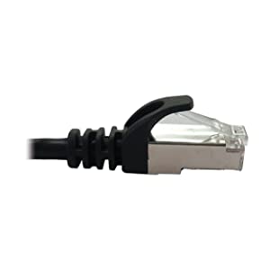 Tripp Lite Cat6a 10G Ethernet Cable, Snagless Molded Slim STP Network Patch Cable (RJ45 M/M), Black, 1 Foot / 0.3 Meters, Manufacturer's Warranty (N262-S01-BK) Black 1 Foot STP / Slim