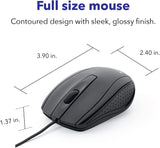 Verbatim Wired USB Computer Mouse - Corded USB Mouse for Laptops and PCs - Right or Left Hand Use, Black Glossy Black