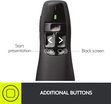 Logitech Wireless Presenter R400, Wireless Presentation Remote Clicker with Laser Pointer Red Laser 5 buttons Clicker