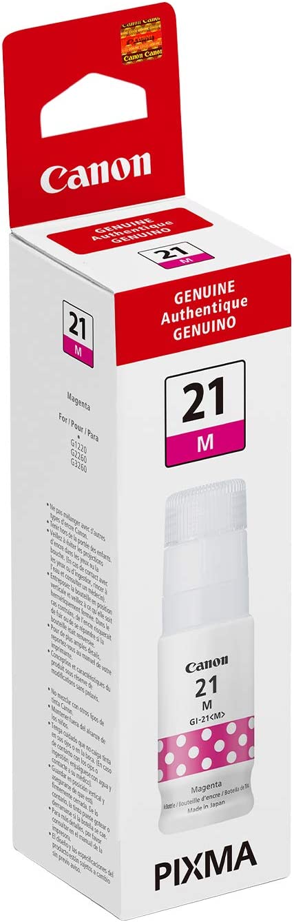 Canon GI-21 Magenta Ink Bottle, Compatible to G3260, G2260 and G1220 Supertank Printers (one Size)