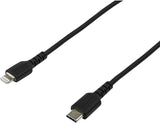 StarTech.com 6 Foot (2m) Durable Black USB-C to Lightning Cable - Heavy Duty Rugged Aramid Fiber USB Type A to Lightning Charger/Sync Power Cord - Apple MFi Certified iPad/iPhone 12 (RUSBCLTMM2MB) Black 2m