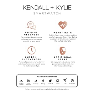 Itouch Kendall &amp; Kylie Smart Watch Fitness Tracker, Heart Rate, Step Counter, Notifications, Touch Screen with Bluetooth Headphone Set for Women and Men (Black/Black)