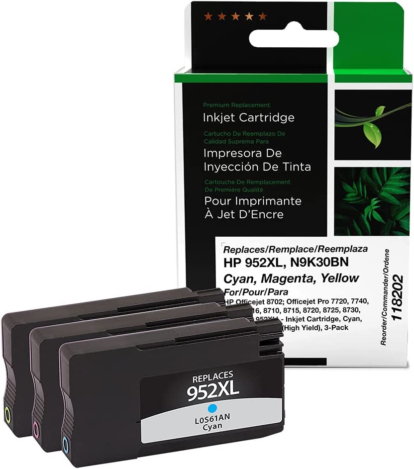 Clover imaging group Clover Remanufactured High Yield Ink Cartridges Replacement for HP N9K27ANXL3PK (HP 952XL) | Cyan, Magenta, Yellow 3 PK XL