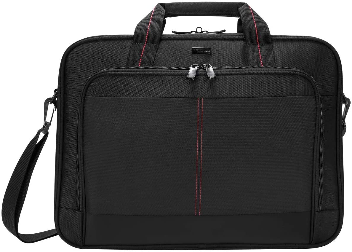 Targus Laptop Bag — Black 15.6" Classic Slim Briefcase Messenger Bag, Spacious, Ergonomic, Foam Padded Laptop Case for Devices Up To 16" (TCT027US) Shoulder Bag 16 inch