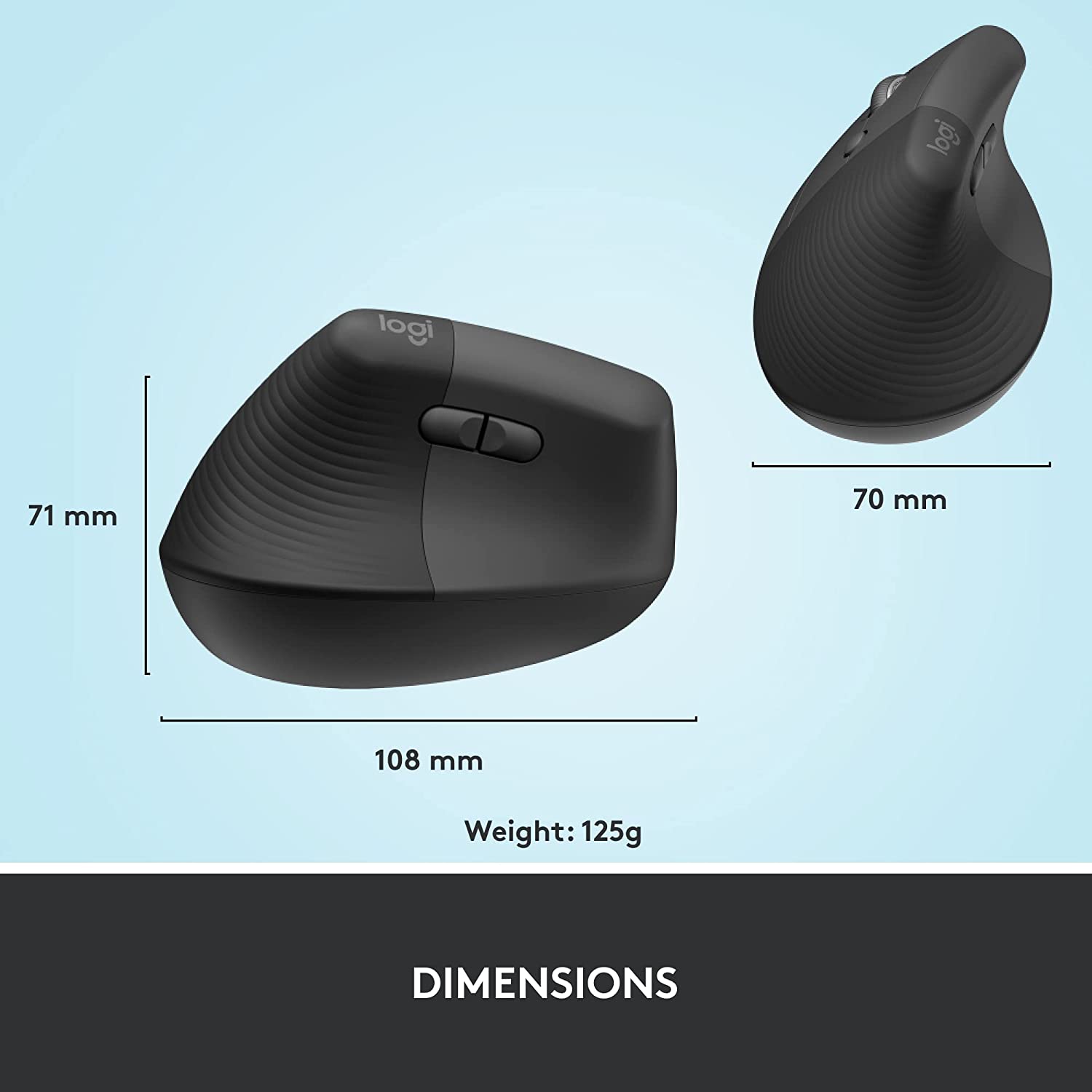 Logitech Lift Left Vertical Ergonomic Mouse, Left-Handed, Wireless