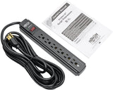 TRIPP LITE 6 Outlet Surge Protector Power Strip, Extra Long Cord 15ft, Black - TRPTLP615B 15ft Cord (Black)