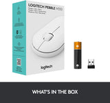 Logitech Pebble M350 Wireless Mouse with Bluetooth or USB - Silent, Slim Computer Mouse with Quiet Click for iPad, Laptop, Notebook, PC and Mac - Off White Off White Mouse