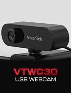 VisionTek VTWC30 Premium Full HD (1080P 30FPS) Webcam, for Windows, Mac, Linux, &amp; Chromebook, Computer Video Camera, Digital Dual Microphones, Manual Focus Lens, Privacy Cover, 83-Degree Viewing Angle