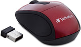 Verbatim 2.4G Wireless Mini Travel Optical Mouse with Nano Receiver for Mac and PC - Red