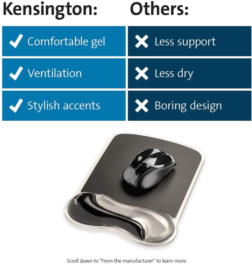 Kensington Duo Gel Mouse Pad with Wrist Rest - Gray (K62399US), Grey Grey Mouse Pad