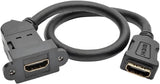 Tripp Lite High-Speed HDMI with Ethernet All-in-One Keystone/Panel Mount Coupler Cable (F/F), Angled Connector, 1 ft. (P164-001-KPA-BK)