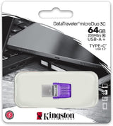 Kingston DataTraveler microDuo 3C 64GB USB-C &amp; USB-A Flash Drive | Speeds up to 200 MB/s | USB 3.2 Gen 1 | Duo Connector | DTDUO3CG3/64GB
