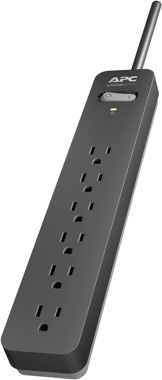 APC Surge Protector with Extension Cord 25 Ft, PE625, 6-Outlets, 1080 Joule, Power Strip Long Cord Black 25' Cord