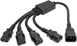 Tripp Lite P004-18N-4XC13 Y Splitter Computer Power Cord 10A 18AWG C14 to 4xC13 Black 18in 18"