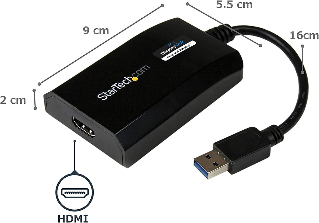 StarTech.com USB 3.0 to HDMI Adapter - DisplayLink Certified - 1080p (1920x1200) - USB Type-A to HDMI Display Adapter Converter for Monitor - External Video &amp; Graphics Card - Windows/Mac (USB32HDPRO)