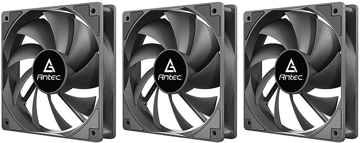 Antec P12 PWM Black 3 in 1 Fan Pack, 120mm, 1400RPM, 4-Pin PWM Connector, Highly Efficient Featuring Minimalism Styling &amp; Optimized Fan Blade Design