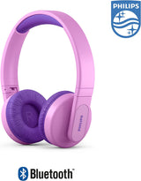 Philips K4206 Kids Wireless On-Ear Headphones, Bluetooth + Cable Connection, 85dB Limit for Safer Hearing, Built-in Mic, 28 Hours Play time, Parental Controls via Philips Headphones Purple Adjustable headband for kids Wireless with mic