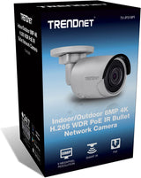 TRENDnet Indoor/Outdoor 8MP 4K H.265 120dB WDR PoE Bullet Network Camera, TV-IP1318PI, IP67 Weather Rated Housing, SmartCovert IR Night Vision up to 30m (98 ft.), microSD Card Slot 1 Count (Pack of 1)