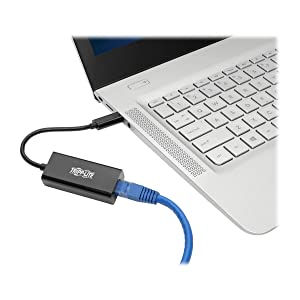 Tripp Lite USB C to Gigabit Ethernet Adapter USB Type C to Gbe Thunderbolt 3 Compatible 10/100/1000 USB-C (U436-06N-GB)