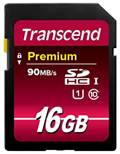 Transcend 16GB SDHC Class 10 UHS-1 Flash Memory Card Up to 60MB/s (TS16GSDU1) 16GB Standard Packaging