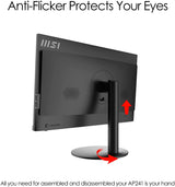 MSI PRO AP241 All-in-One Computer Desktop, 23.8" FHD IPS-Grade LED, Intel Core i3-10105, 8GB Memory, 500GB SSD, WiFi 6, BT 5.1, Black, Windows 10 Home (11M-059US)