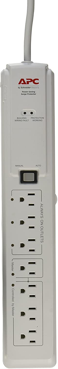 APC 7-Outlet Surge Protector 1020 Joules, SurgeArrest (P7GB),White