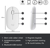 Logitech Pebble M350 Wireless Mouse with Bluetooth or USB - Silent, Slim Computer Mouse with Quiet Click for iPad, Laptop, Notebook, PC and Mac - Off White Off White Mouse