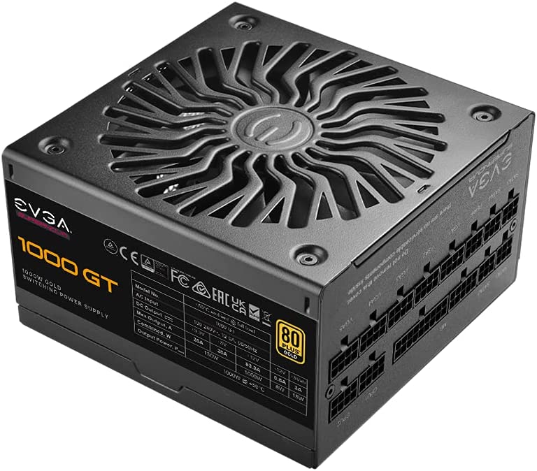EVGA SuperNOVA 1000 GT, 80 Plus Gold 1000W, Fully Modular, Eco Mode with FDB Fan, 10 Year Warranty, Includes Power ON Self Tester, Compact 150mm Size, Power Supply 220-GT-1000-X1 1000W GT Power Supply