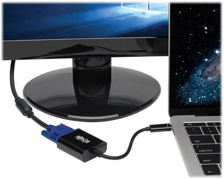 Tripp Lite USB C to VGA Adapter Converter 1080P M/F Black USB Type C, USB 3.1 Gen 1, Portable, Thunderbolt 3 (U444-06N-VB-AM)