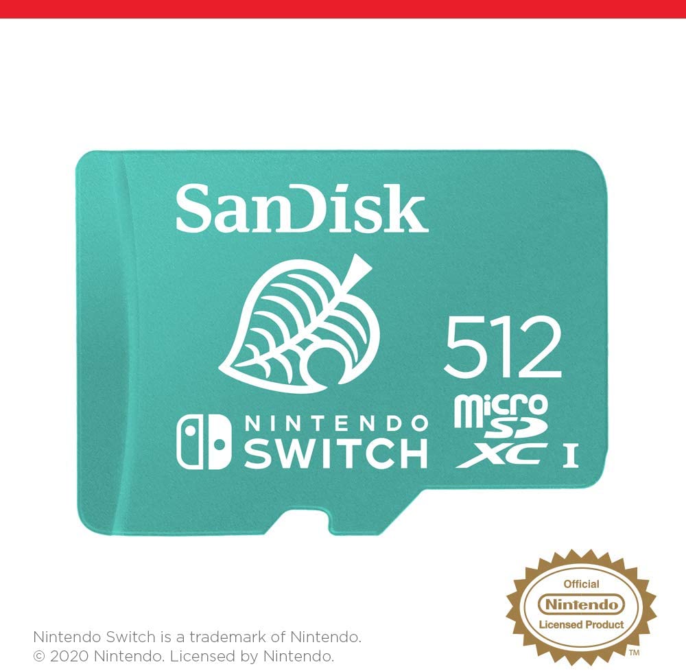 SanDisk 512GB microSDXC-Card, Licensed for Nintendo -Switch - SDSQXAO-512G-GNCZN Animal Crossing Leaf 512GB