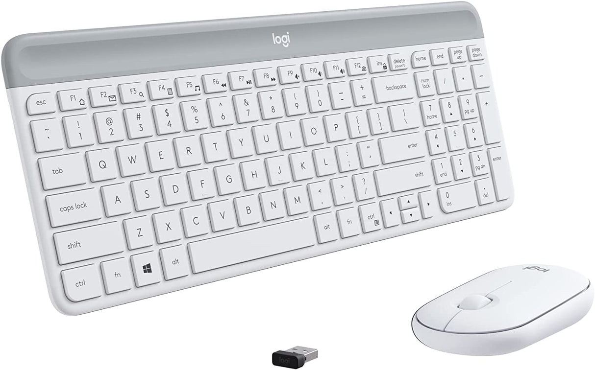 Logitech MK470 Slim Wireless Keyboard and Mouse Combo - Modern Compact Layout, Ultra Quiet, 2.4 GHz USB Receiver, Plug n' Play Connectivity, Compatible with Windows - Off White Off White Combo