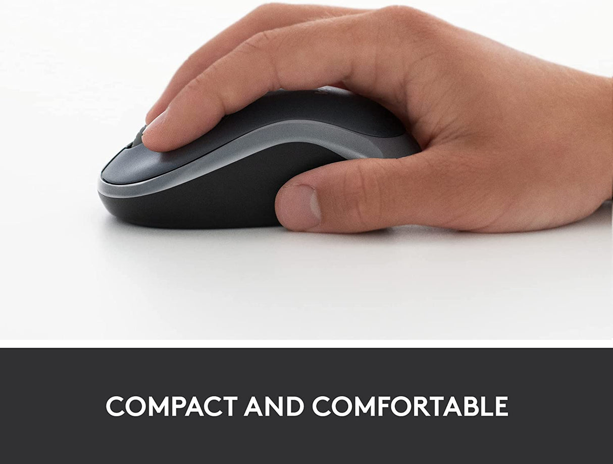 Logitech M185 Wireless Mouse, 2.4GHz with USB Mini Receiver, 12-Month Battery Life, 1000 DPI Optical Tracking, Ambidextrous, Compatible with PC, Mac, Laptop - Black Black Mouse