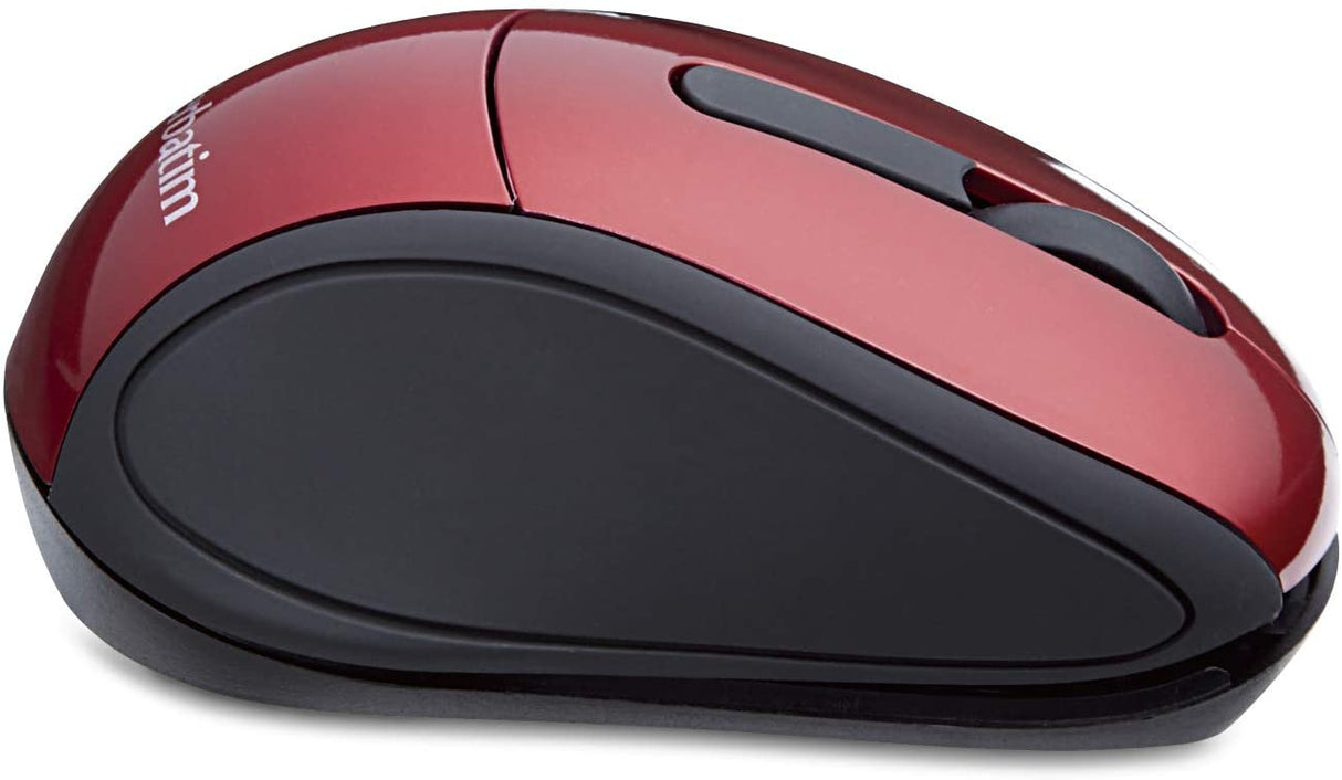 Verbatim 2.4G Wireless Mini Travel Optical Mouse with Nano Receiver for Mac and PC - Red