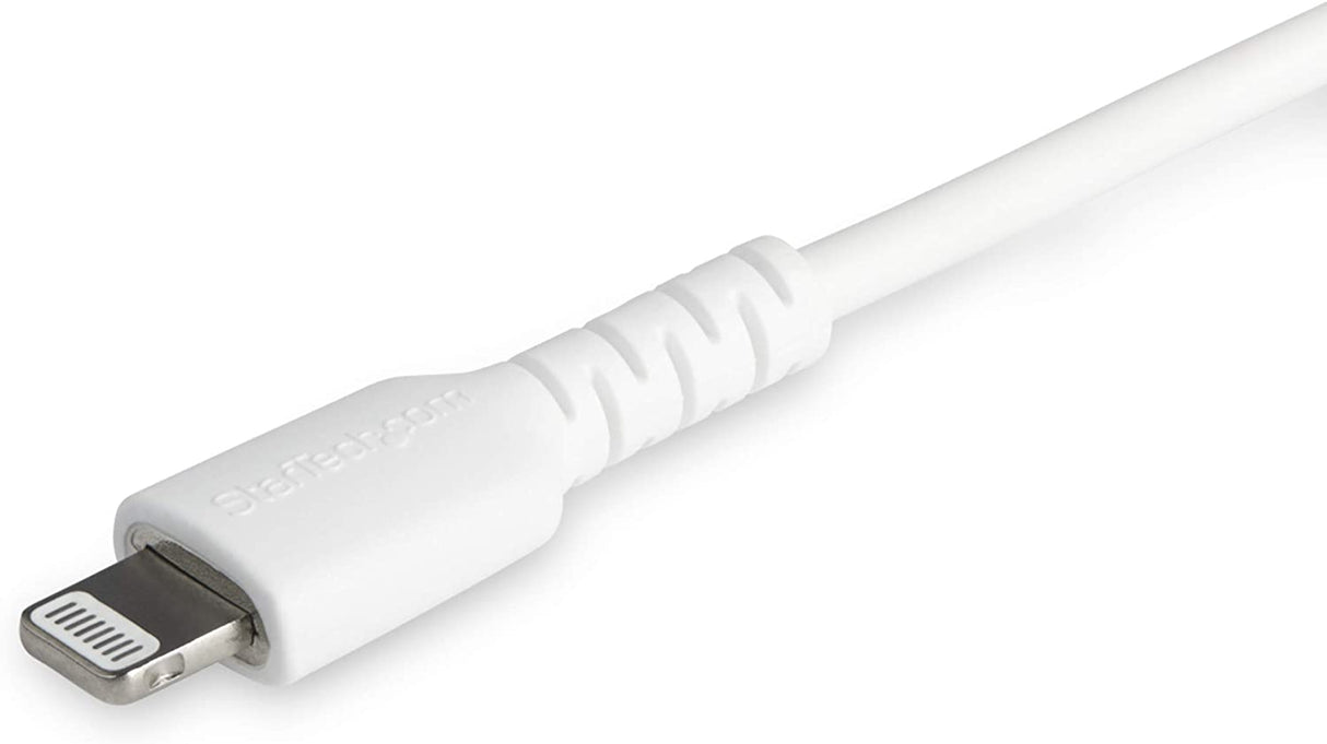 StarTech.com 6 Foot (2m) Durable White USB-C to Lightning Cable - Heavy Duty Rugged Aramid Fiber USB Type A to Lightning Charger/Sync Power Cord - Apple MFi Certified iPad/iPhone 12 (RUSBCLTMM2MW) White 2m