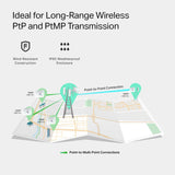 TP-Link CPE710 5GHz AC 867Mbps Long Range Gigabit Outdoor CPE for PtP and PtMP Transmission | Point to Point Wireless Bridge | 23dBi | Passive PoE Powered w/Free PoE Injector | Pharos Control AC867, 5GHz