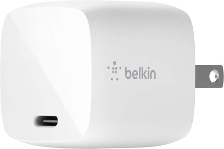 Belkin USB C 30W GaN Wall Charger, Fast Charging Adapter with Power Delivery, GaN, Folding Prongs Compatible with iPhone 14, 14 Plus, 14 Pro, 14 Pro Max, 13, 13 Mini, SE, 12, iPad Pro, Air, Mini Standalone USB-C GaN Cube