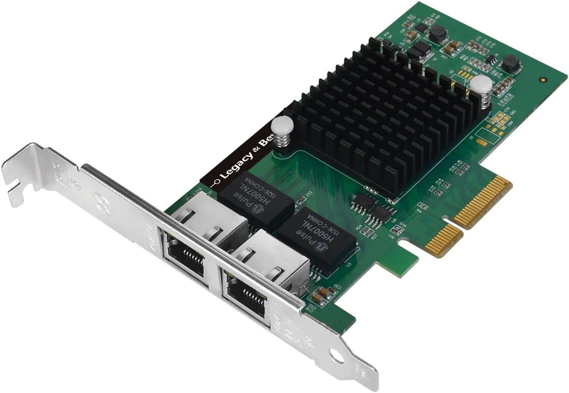 SIIG Dual-Port Gigabit Ethernet PCIe 4-Lane Card I350-T2 Network Adapter PCI Express x4 Low Profile Ethernet Green (LB-GE0014-S1)