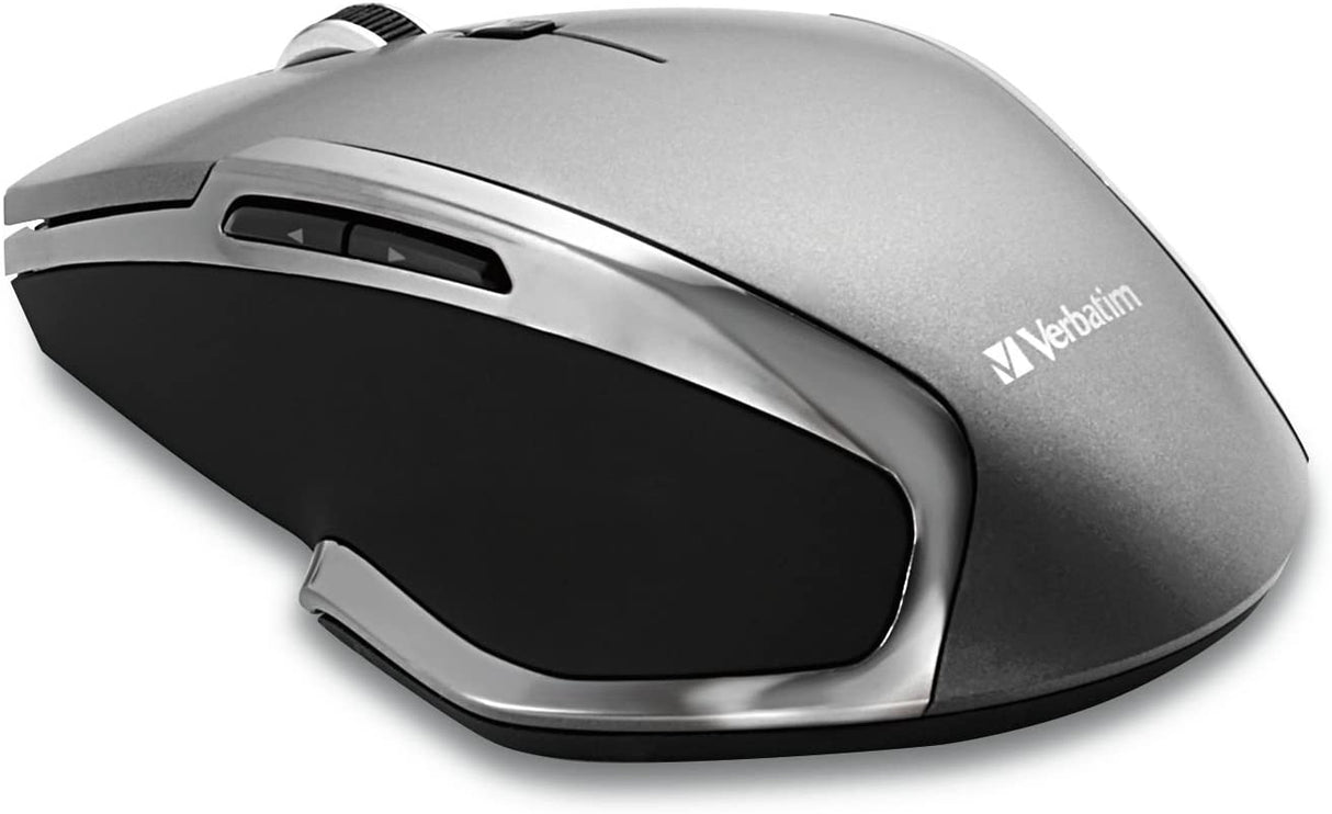 Verbatim 2.4G Wireless 6-Button LED Ergonomic Deluxe Mouse - Computer Mouse with Nano Receiver for Mac and PC – Black Graphite