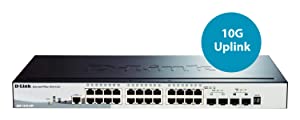 Dlink D-Link Systems 28-Port SmartPro Stackable PoE/PoE+ Switch &amp; 2 Gigabit SFP Ports and 2 10GbE SFP+ Ports (DGS-1510-28P), Black