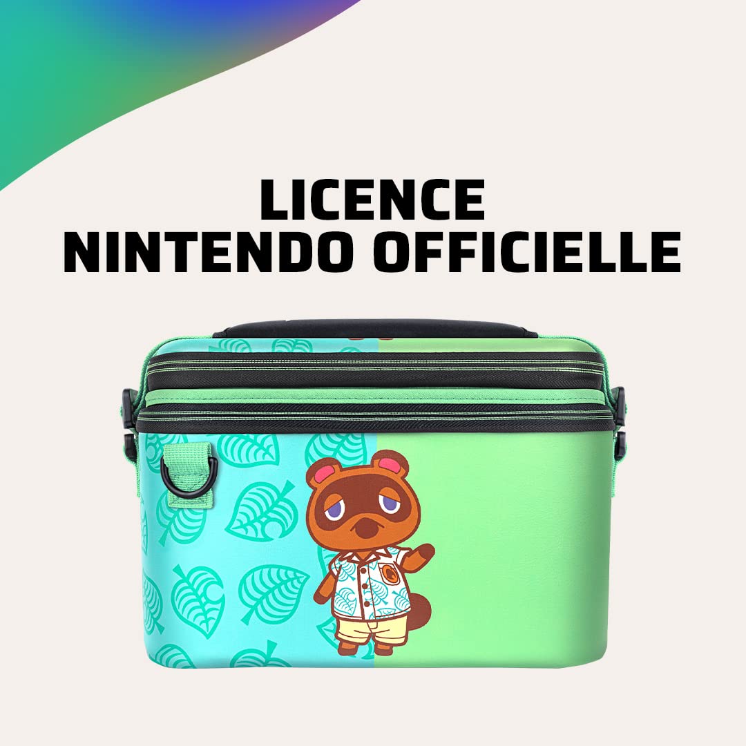 PDP Gaming Officially Licensed Switch Pull-N-Go Travel Case - Animal Crossing - Semi-Hardshell Protection - Protective PU Leather - Holds 14 Games - Works with Switch OLED &amp; Lite - Perfect for Kids Animal Crossing Tom Nook