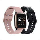 iTouch Kendall + Kylie Smartwatch iPhone and Android Compatible, Pedometer, Walking and Running Tracker for Women and Men (Rose Gold Case and Blush/Black Logo Interchangeable Straps) Rose Gold Case - Blush/Black Logo Straps