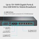 TP-Link Omada VPN Router with 10G Ports (ER8411) - Omada SDN Centralized Management, Two 10GE SFP+ Ports, Up to 10 WAN Ports, SSL/IPSec /OpenVPN/PPTP/L2TP VPN, Load Balance 10G SFP+